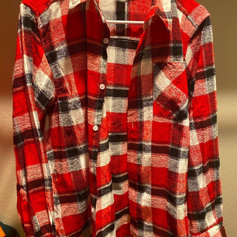 An Authentic Plaid medium long sleeve red plaid!